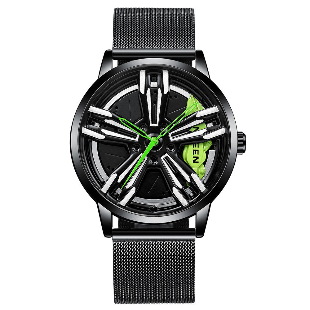 Locomotive Watch Men's Wheel Three-dimensional Hollow Car