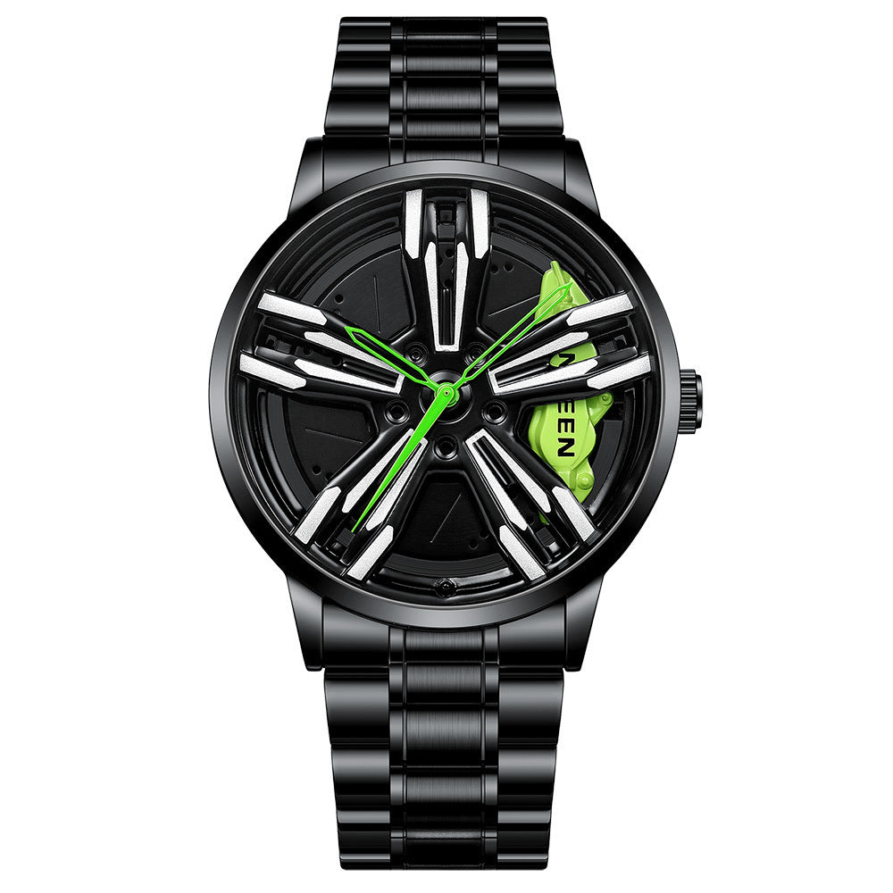 Locomotive Watch Men's Wheel Three-dimensional Hollow Car