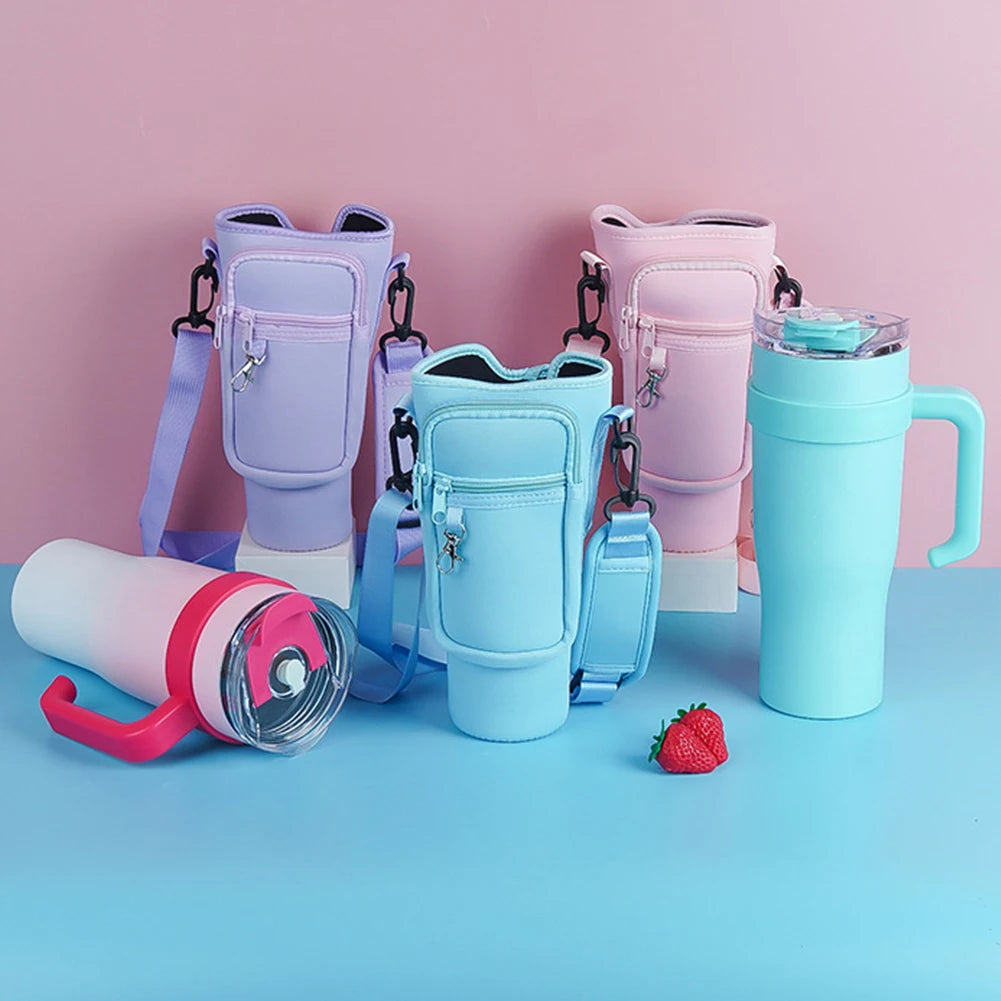 40OZ Water Bottle Holder with Strap for stanley Cup Asessories Cup Sleeve Tumbler Holder Strap Water Bottle Pouch Carrier Bag