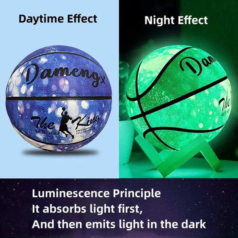 Size 5 Size 6 Size 7 Glow In Night Glow Basketball Children Adult Student PU Soft Leather Outdoor Wear-resistant And Anti-skid