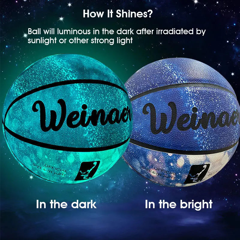 Size 5 Size 6 Size 7 Glow In Night Glow Basketball Children Adult Student PU Soft Leather Outdoor Wear-resistant And Anti-skid
