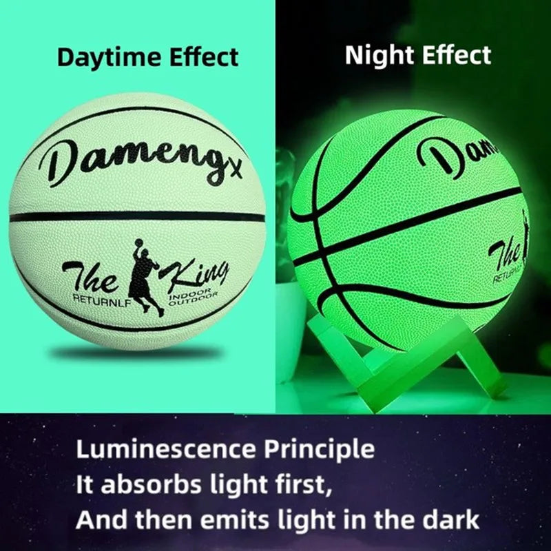Size 5 Size 6 Size 7 Glow In Night Glow Basketball Children Adult Student PU Soft Leather Outdoor Wear-resistant And Anti-skid