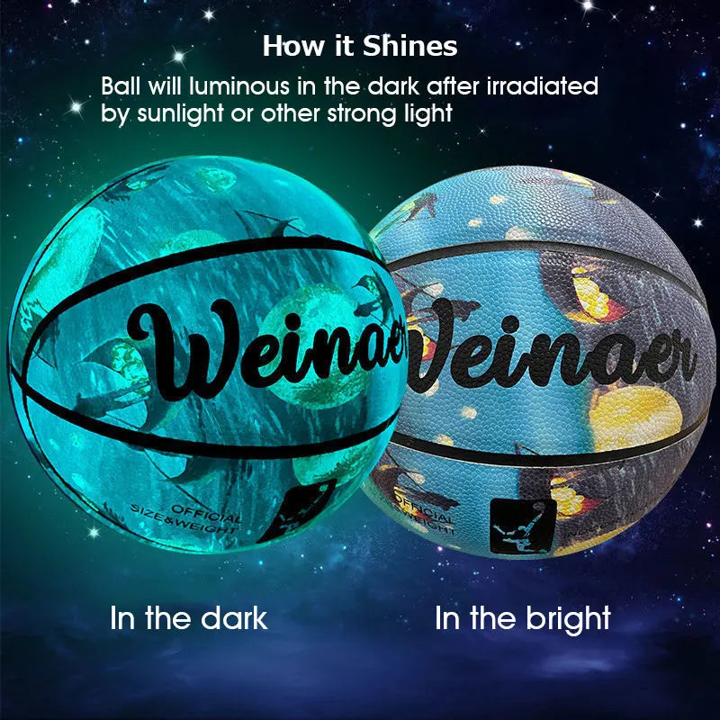 Size 5 Size 6 Size 7 Glow In Night Glow Basketball Children Adult Student PU Soft Leather Outdoor Wear-resistant And Anti-skid