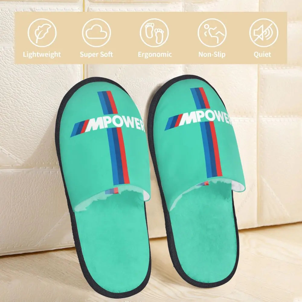 Custom M Poweres Sport Car Guest Slippers for Bathroom Women House Slipper