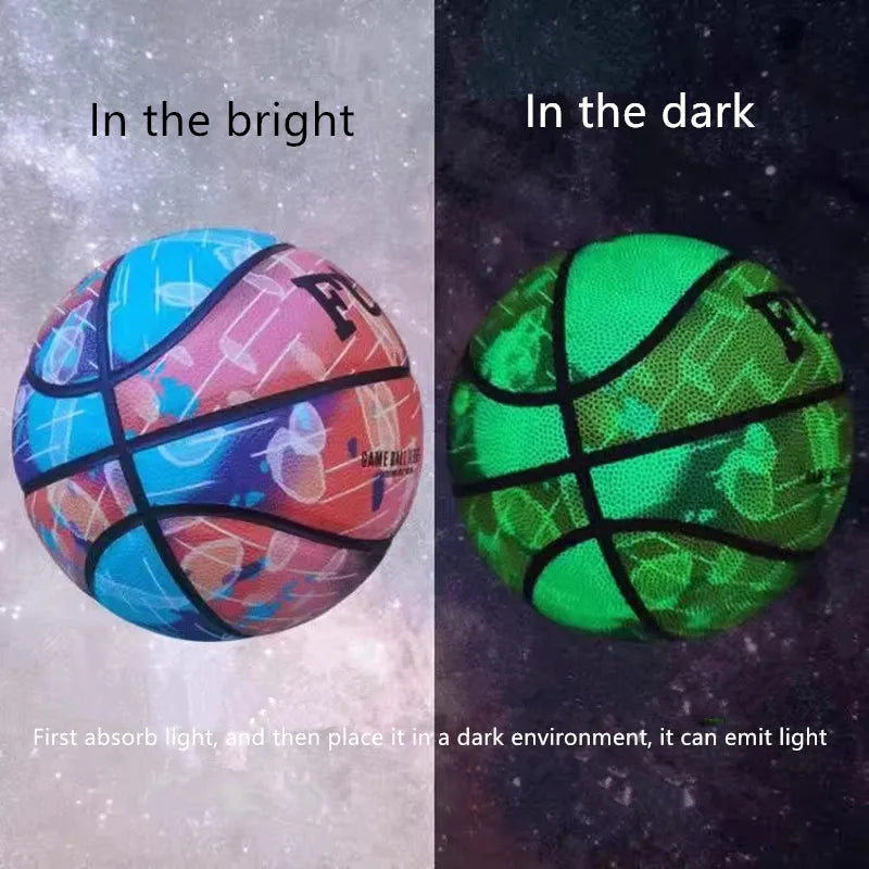 Size 5 Size 6 Size 7 Glow In Night Glow Basketball Children Adult Student PU Soft Leather Outdoor Wear-resistant And Anti-skid
