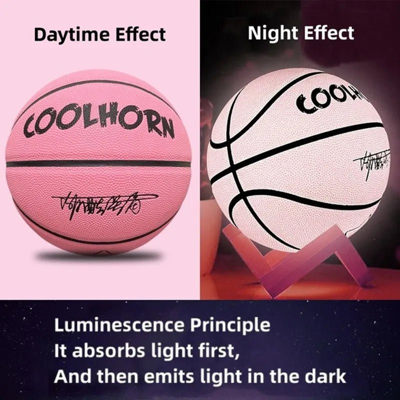 Size 5 Size 6 Size 7 Glow In Night Glow Basketball Children Adult Student PU Soft Leather Outdoor Wear-resistant And Anti-skid