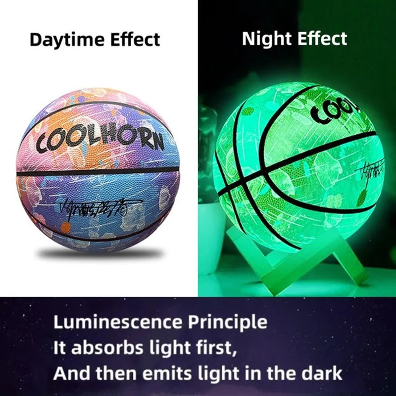 Size 5 Size 6 Size 7 Glow In Night Glow Basketball Children Adult Student PU Soft Leather Outdoor Wear-resistant And Anti-skid