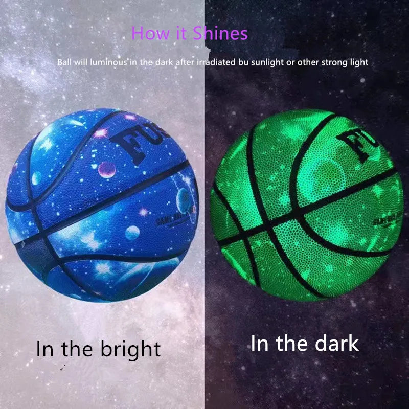 Size 5 Size 6 Size 7 Glow In Night Glow Basketball Children Adult Student PU Soft Leather Outdoor Wear-resistant And Anti-skid