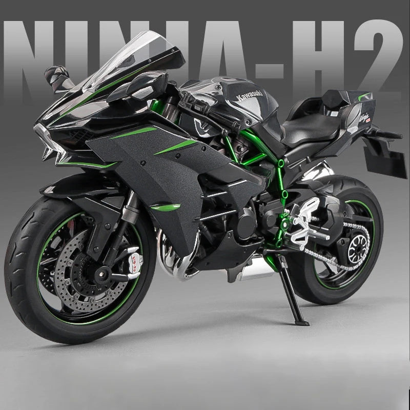 1:9 Kawasaki H2R Ninja V4S S1000RR Alloy Die Cast Motorcycle Model Toy Vehicle Carrying lights Off Road Autocycle Toys Car