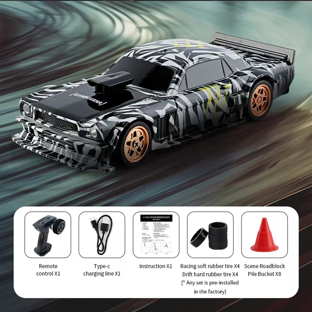 2.4G High speed Drift Rc Car 1/43 4WD Remote Control Car Four Wheel Drive Radio Controlled Mini GTR Racing Model Boy Toy Gift