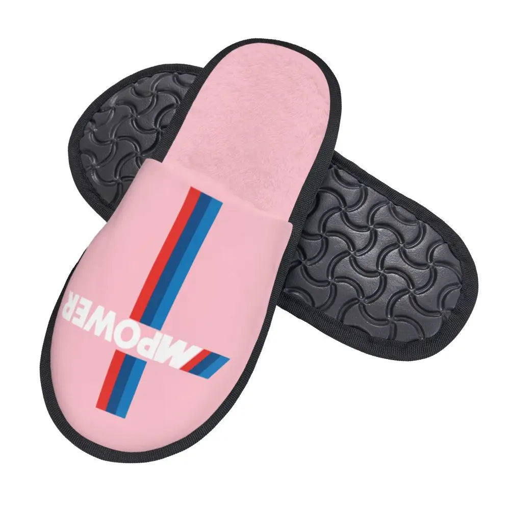 Custom M Poweres Sport Car Guest Slippers for Bathroom Women House Slipper