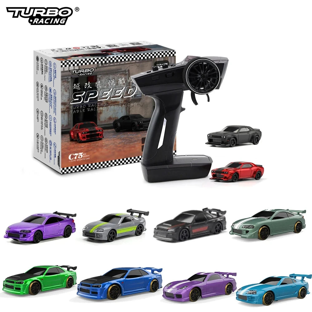 Turbo Racing 1:76 C65 C64 C63 C61 C62 C72 C73 C74 C75 RTR Flat Running Toys on Road RC Drift Car W/ Gyro Radio For Kids Adults