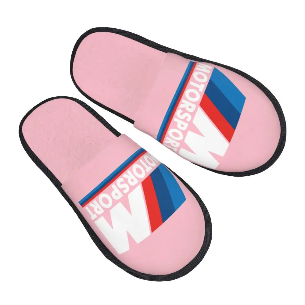 Custom M Poweres Sport Car Guest Slippers for Bathroom Women House Slipper