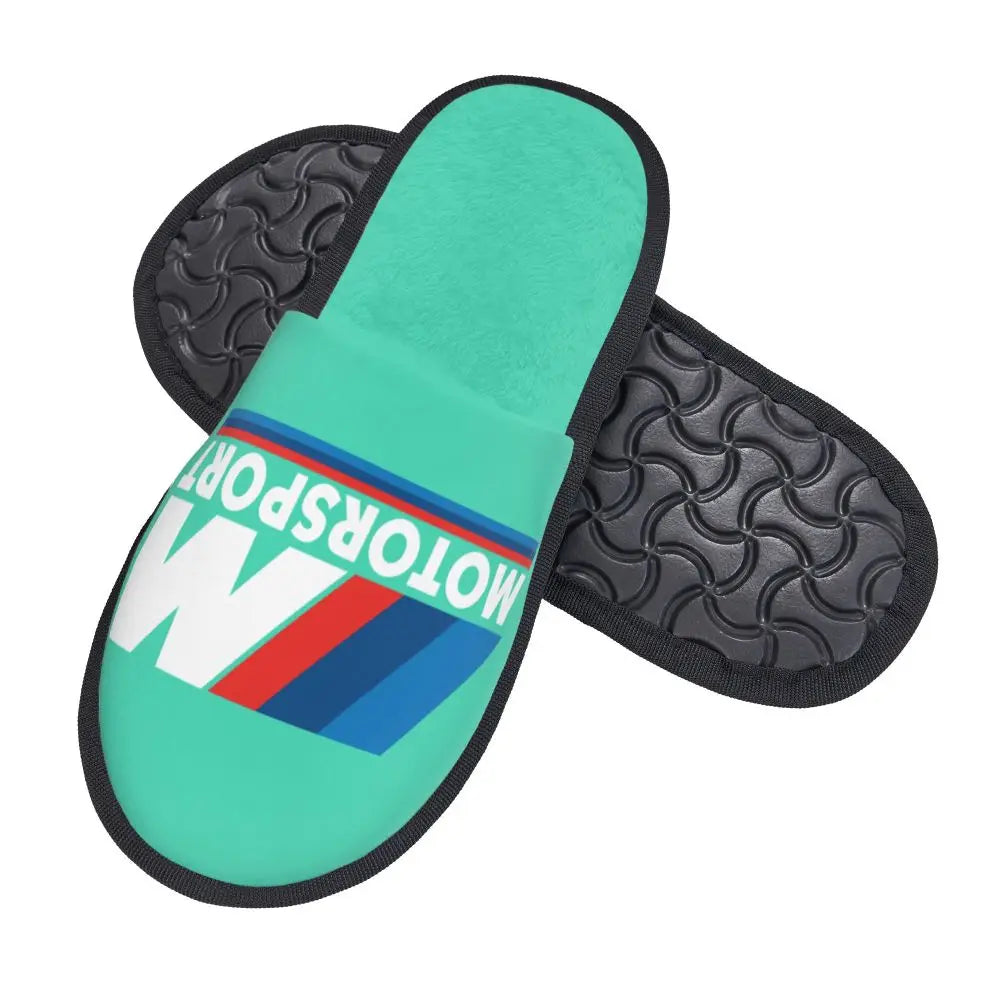 Custom M Poweres Sport Car Guest Slippers for Bathroom Women House Slipper