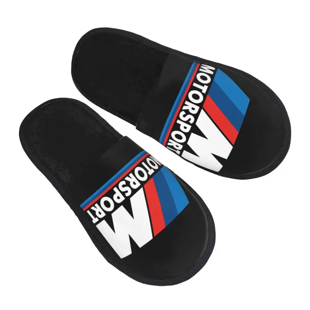 Custom M Poweres Sport Car Guest Slippers for Bathroom Women House Slipper