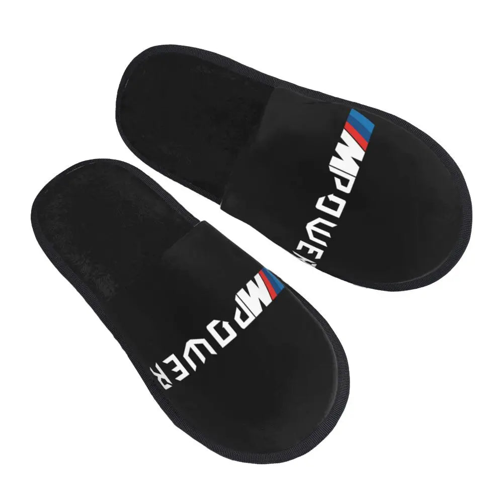 Custom M Poweres Sport Car Guest Slippers for Bathroom Women House Slipper