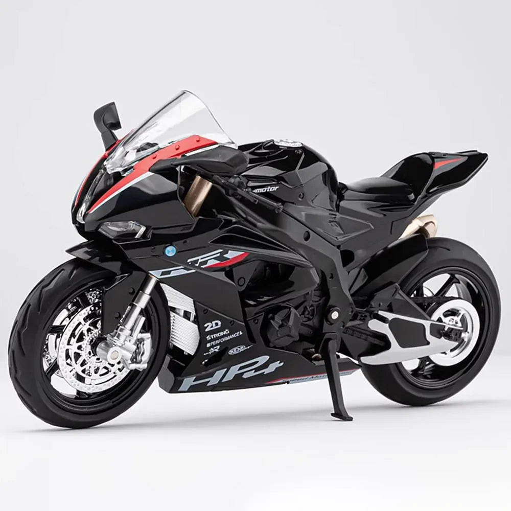 1:12 Scale BMW HP4 Motorcycle Model Car Toy Alloy Diecast Light Music Shock Absorption Motor Miniature Models Kids Birthday Gift