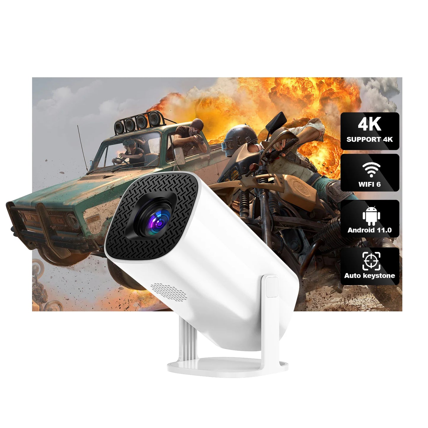 Android 11 Projector with WiFi 6 and Bluetooth Smart Mini Portable Projector 2.4g 5.8g Pocket Outdoor