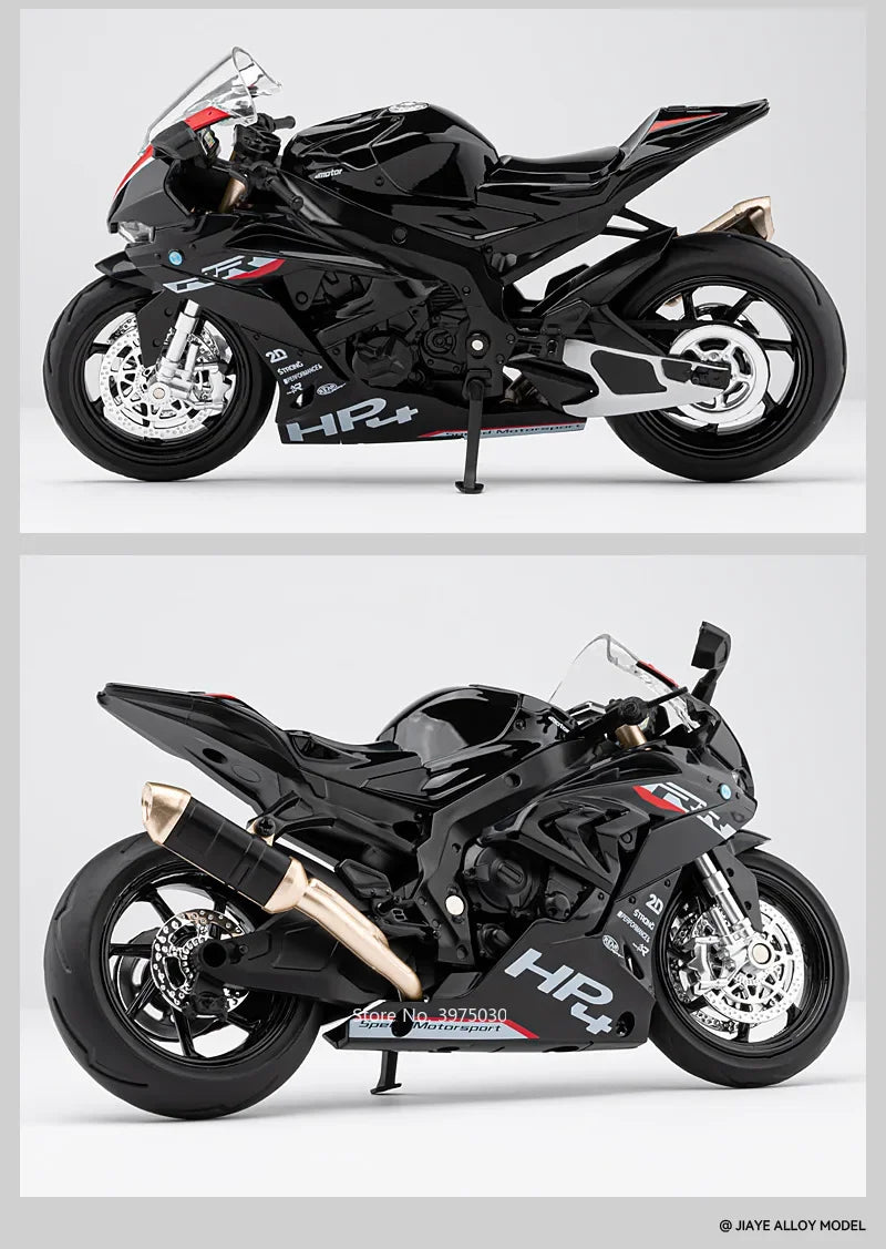 1:12 Scale BMW HP4 Motorcycle Model Car Toy Alloy Diecast Light Music Shock Absorption Motor Miniature Models Kids Birthday Gift