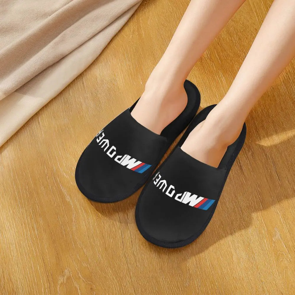 Custom M Poweres Sport Car Guest Slippers for Bathroom Women House Slipper