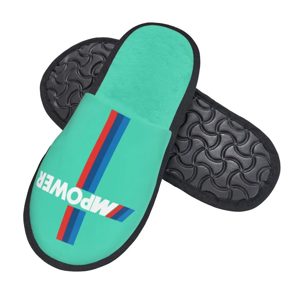 Custom M Poweres Sport Car Guest Slippers for Bathroom Women House Slipper