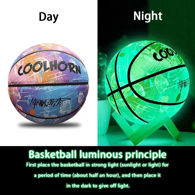 Holographic Reflective Basketball Size 5/7 for Youth Adults Glowing Luminous Basketball Outdoor Indoor Rubber Balls High Quality