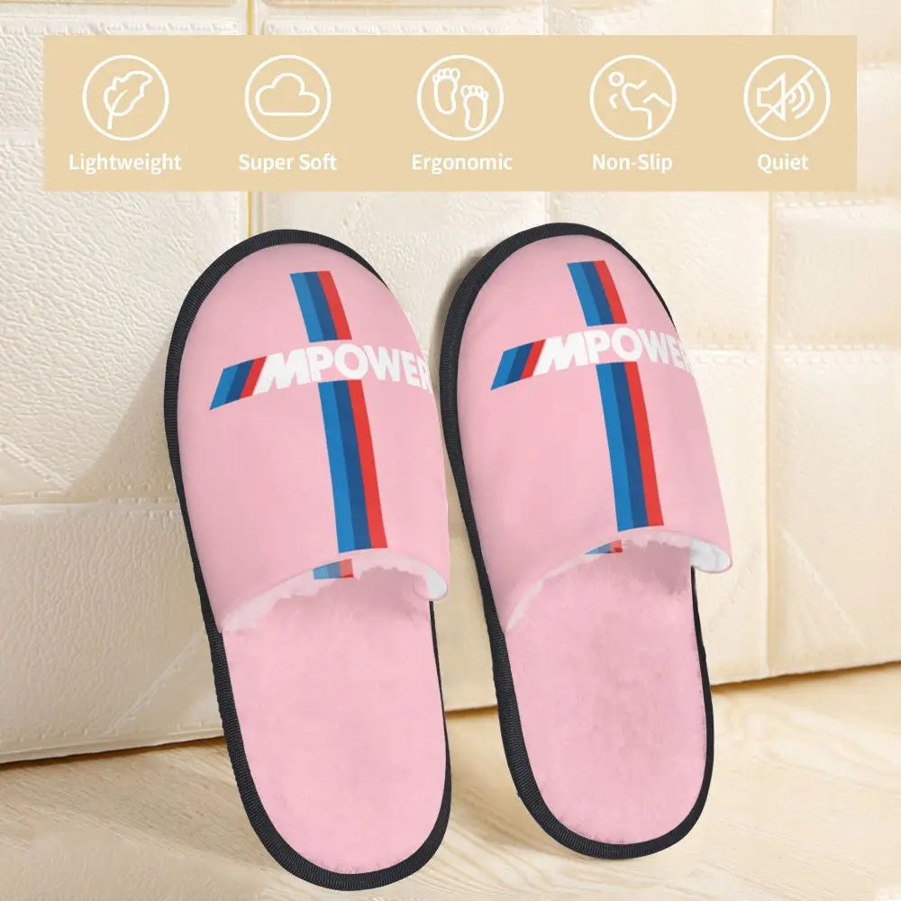 Custom M Poweres Sport Car Guest Slippers for Bathroom Women House Slipper