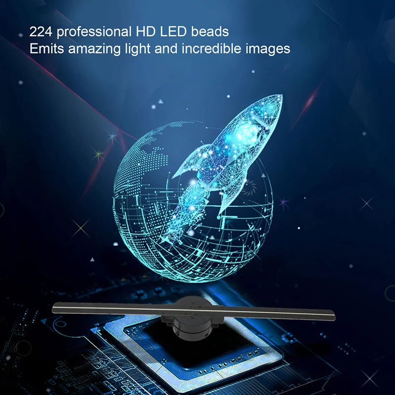 3D Hologram Fan 16.5Inch 2000X224 Wifi 3D Projector With 224 LED Light Beads For Business Store Advertising US Plug