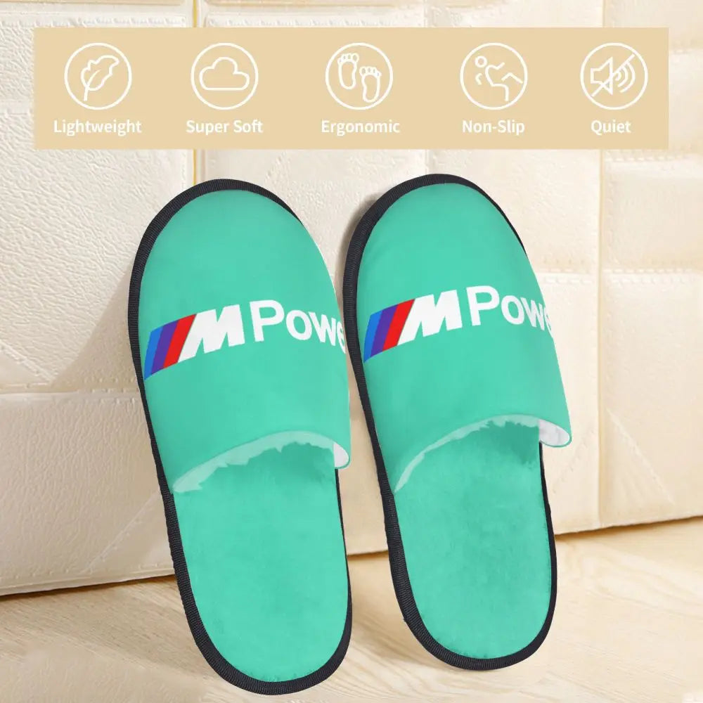 Custom M Poweres Sport Car Guest Slippers for Bathroom Women House Slipper