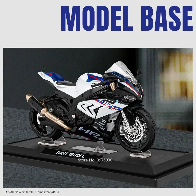 1:12 Scale BMW HP4 Motorcycle Model Car Toy Alloy Diecast Light Music Shock Absorption Motor Miniature Models Kids Birthday Gift