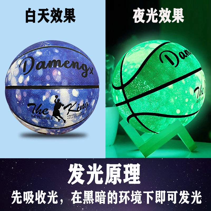 Holographic Reflective Basketball Size 5/7 for Youth Adults Glowing Luminous Basketball Outdoor Indoor Rubber Balls High Quality