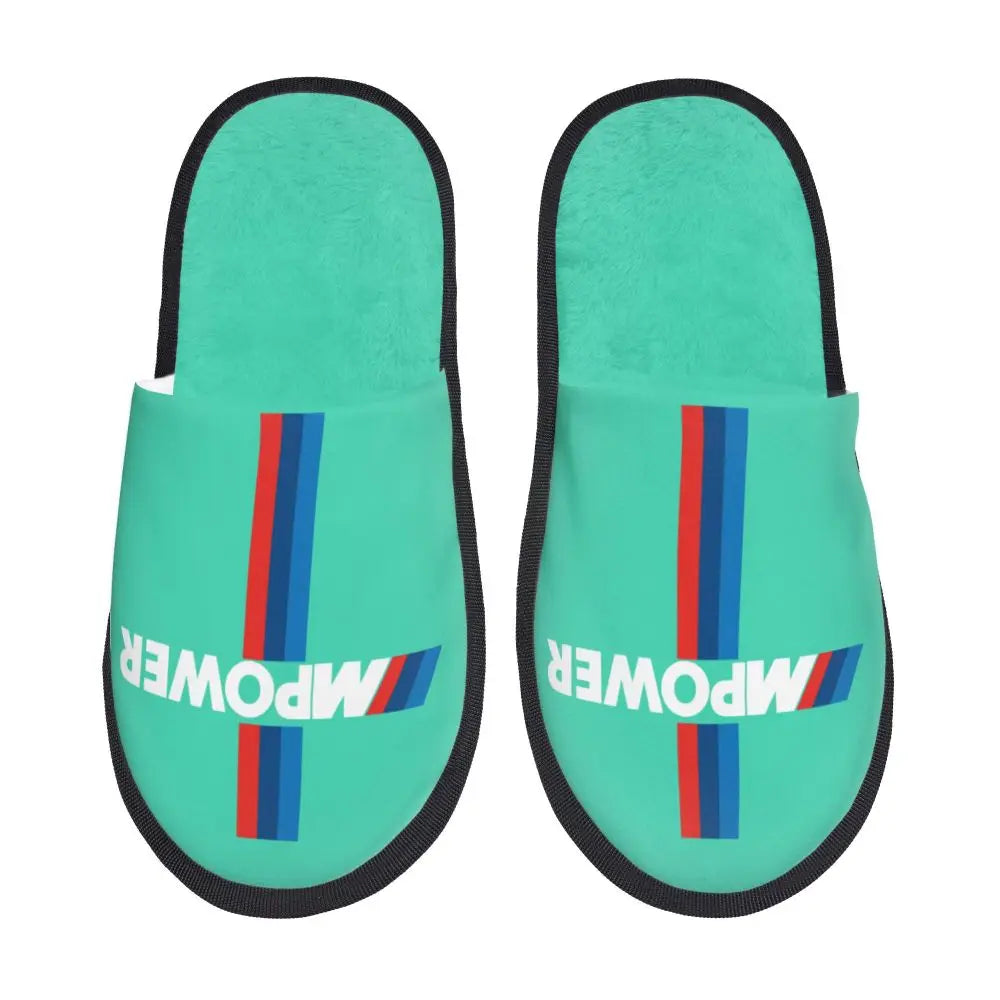 Custom M Poweres Sport Car Guest Slippers for Bathroom Women House Slipper