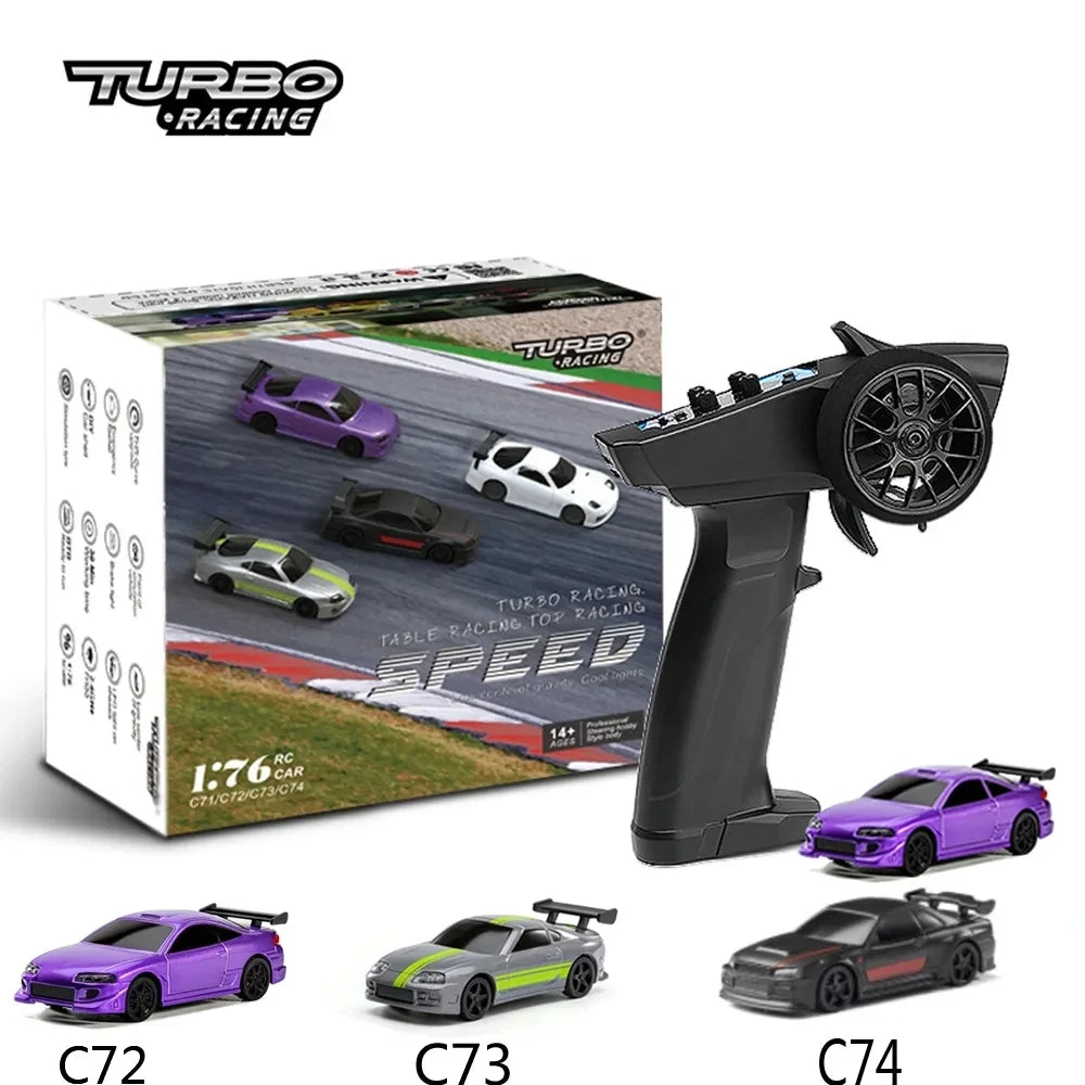 Turbo Racing 1:76 C65 C64 C63 C61 C62 C72 C73 C74 C75 RTR Flat Running Toys on Road RC Drift Car W/ Gyro Radio For Kids Adults