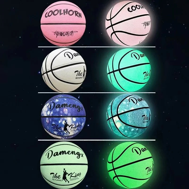 Size 5 Size 6 Size 7 Glow In Night  Glow Basketball Children Adult Student PU Soft Leather Outdoor Wear-resistant And Anti-skid