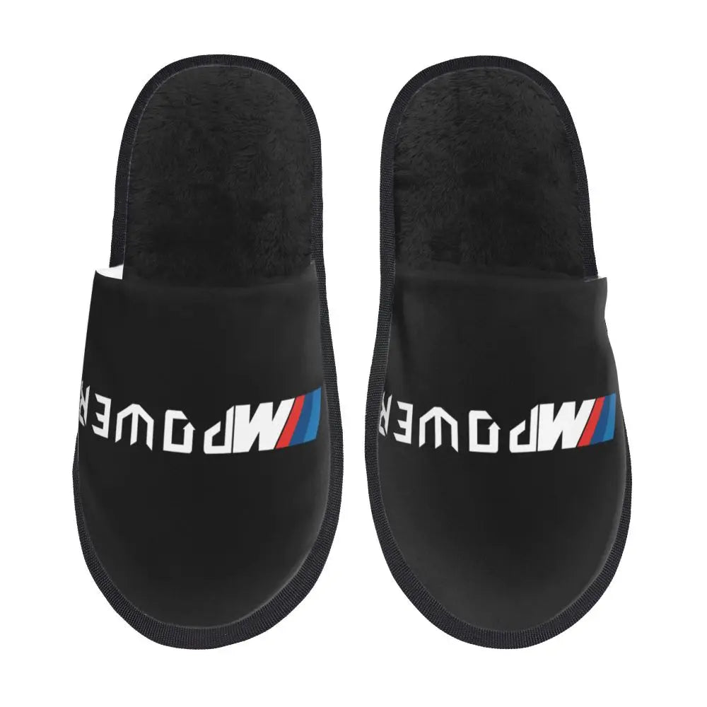 Custom M Poweres Sport Car Guest Slippers for Bathroom Women House Slipper