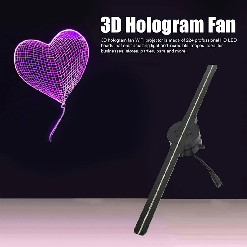 3D Hologram Fan 16.5Inch 2000X224 Wifi 3D Projector With 224 LED Light Beads For Business Store Advertising US Plug