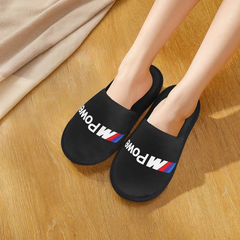 Custom M Poweres Sport Car Guest Slippers for Bathroom Women House Slipper