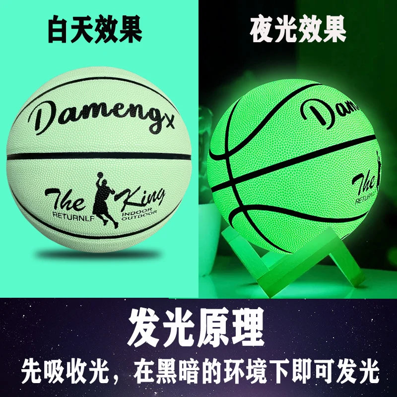 Holographic Reflective Basketball Size 5/7 for Youth Adults Glowing Luminous Basketball Outdoor Indoor Rubber Balls High Quality