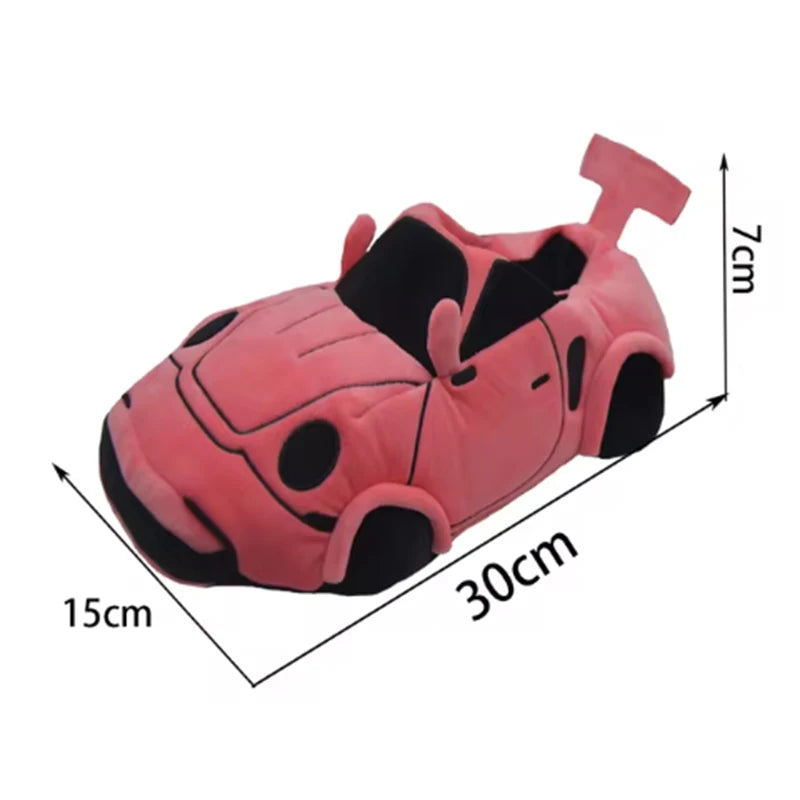 Car Plush Slippers Fun Cartoon Vehicle Shape Stuffed Shoe Winter Warm Soft House Shoes for Women Birthday Christmas