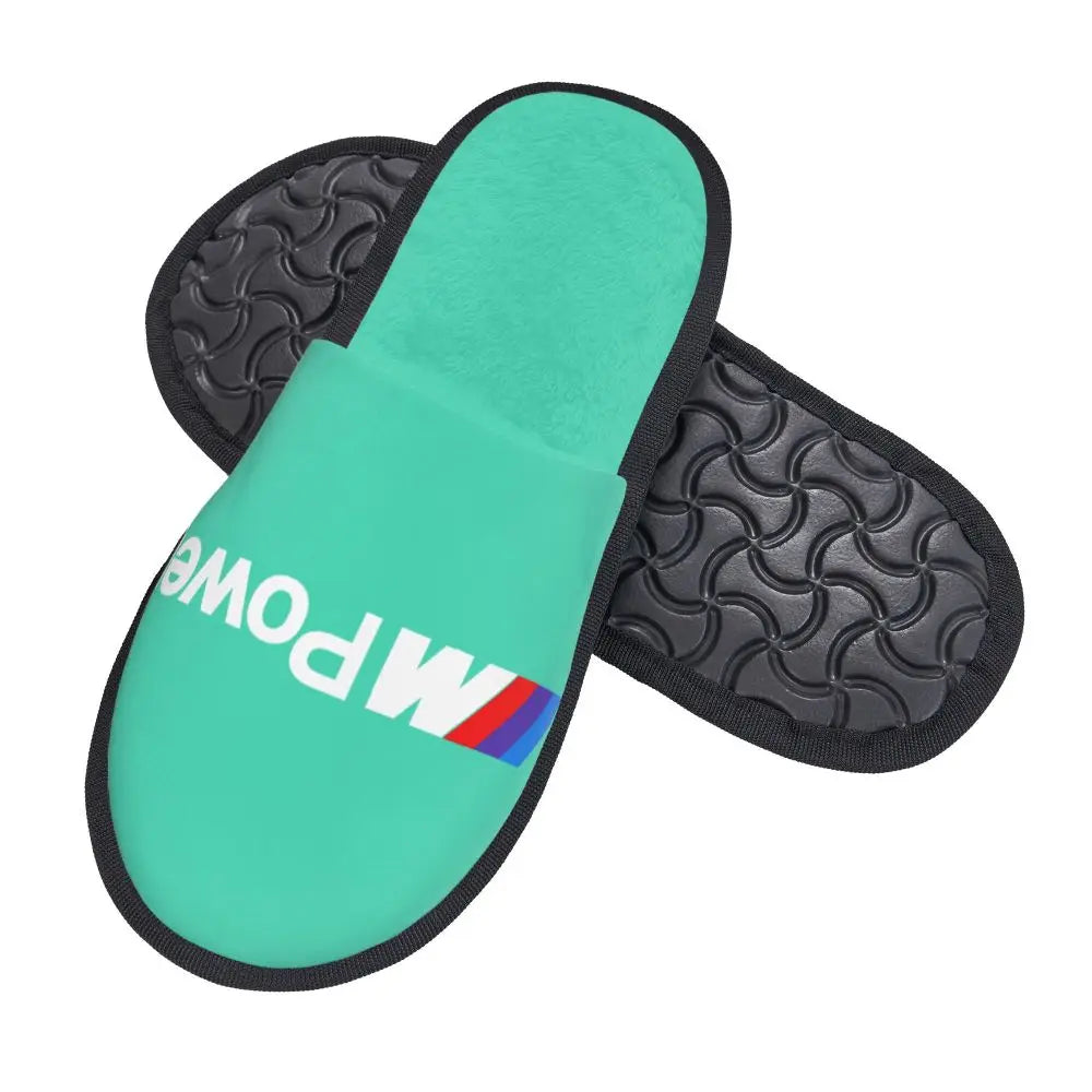 Custom M Poweres Sport Car Guest Slippers for Bathroom Women House Slipper