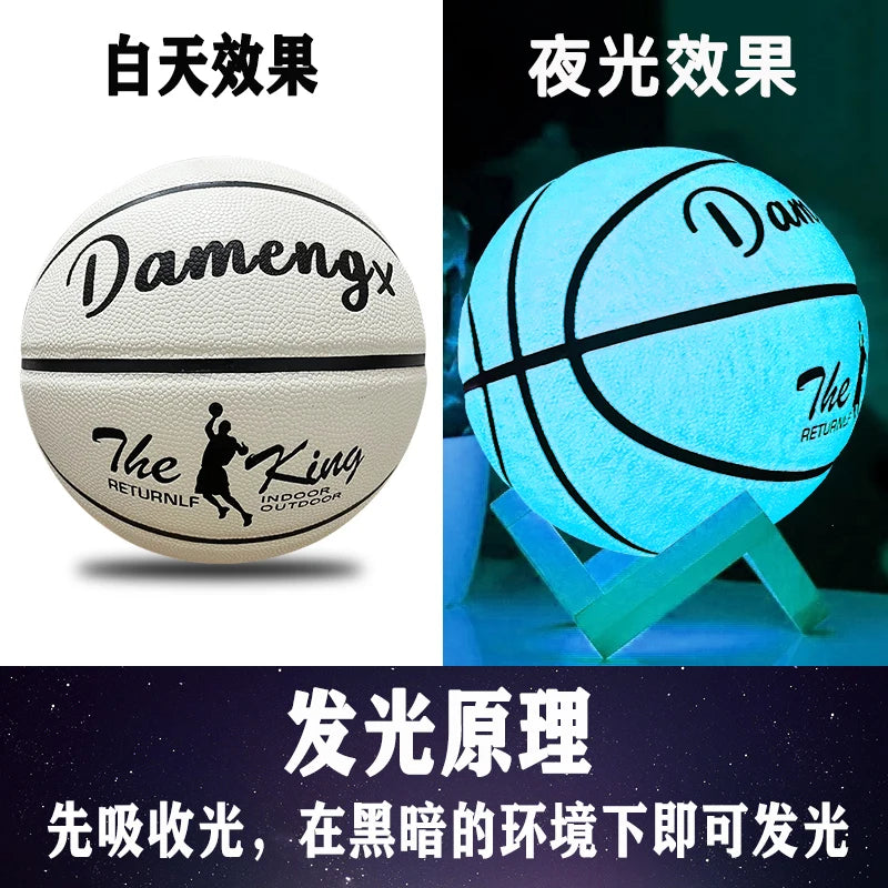 Holographic Reflective Basketball Size 5/7 for Youth Adults Glowing Luminous Basketball Outdoor Indoor Rubber Balls High Quality