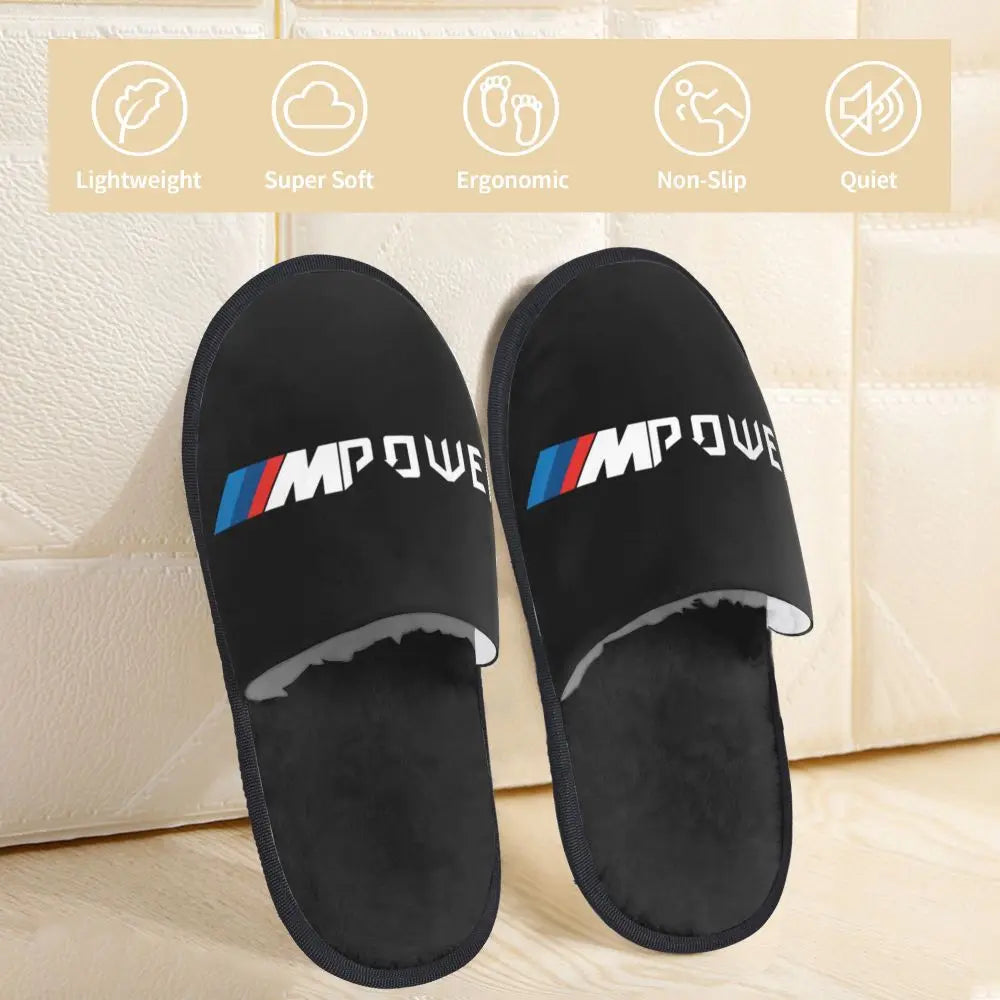 Custom M Poweres Sport Car Guest Slippers for Bathroom Women House Slipper