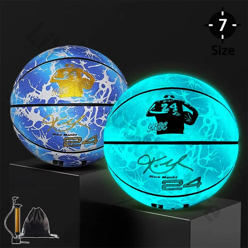 Holographic Reflective Basketball Size 5/7 for Youth Adults Glowing Luminous Basketball Outdoor Indoor Rubber Balls High Quality