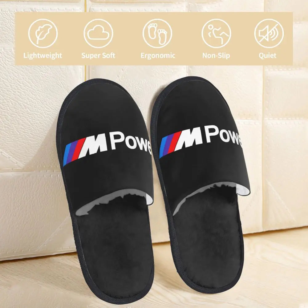 Custom M Poweres Sport Car Guest Slippers for Bathroom Women House Slipper