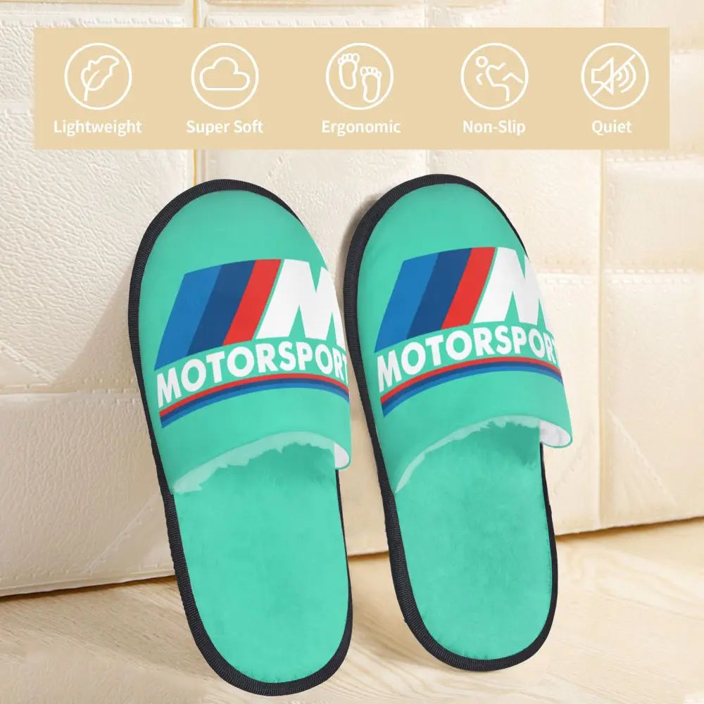 Custom M Poweres Sport Car Guest Slippers for Bathroom Women House Slipper