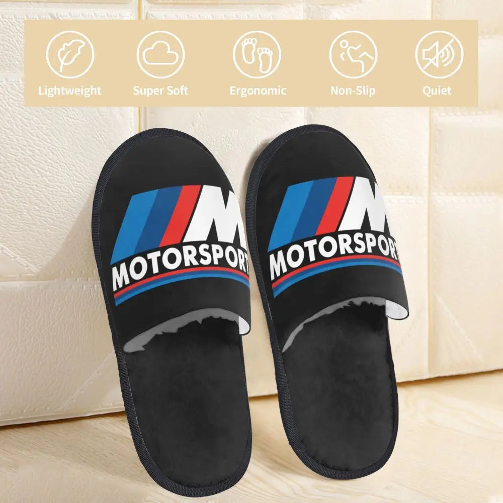 Custom M Poweres Sport Car Guest Slippers for Bathroom Women House Slipper