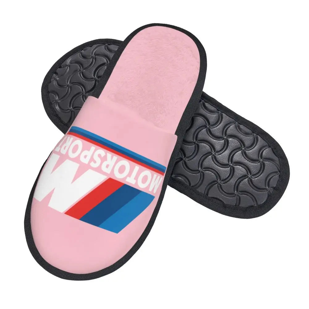 Custom M Poweres Sport Car Guest Slippers for Bathroom Women House Slipper