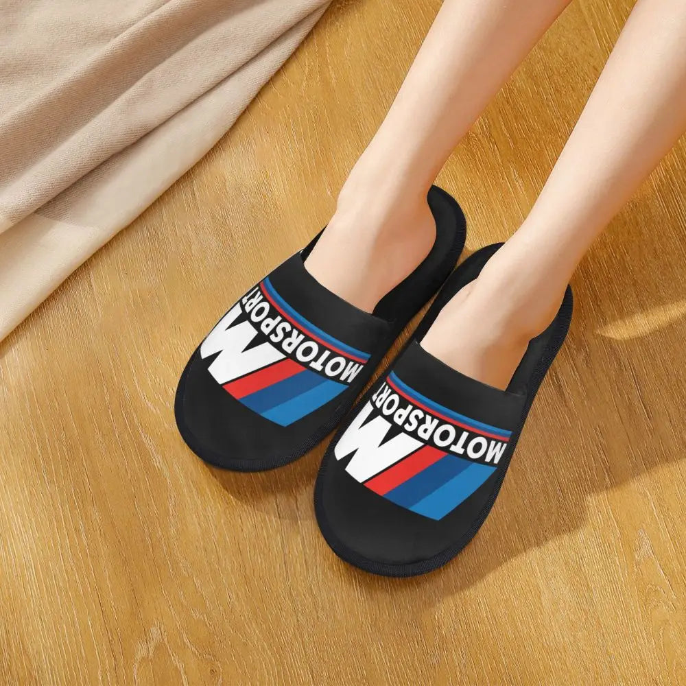 Custom M Poweres Sport Car Guest Slippers for Bathroom Women House Slipper