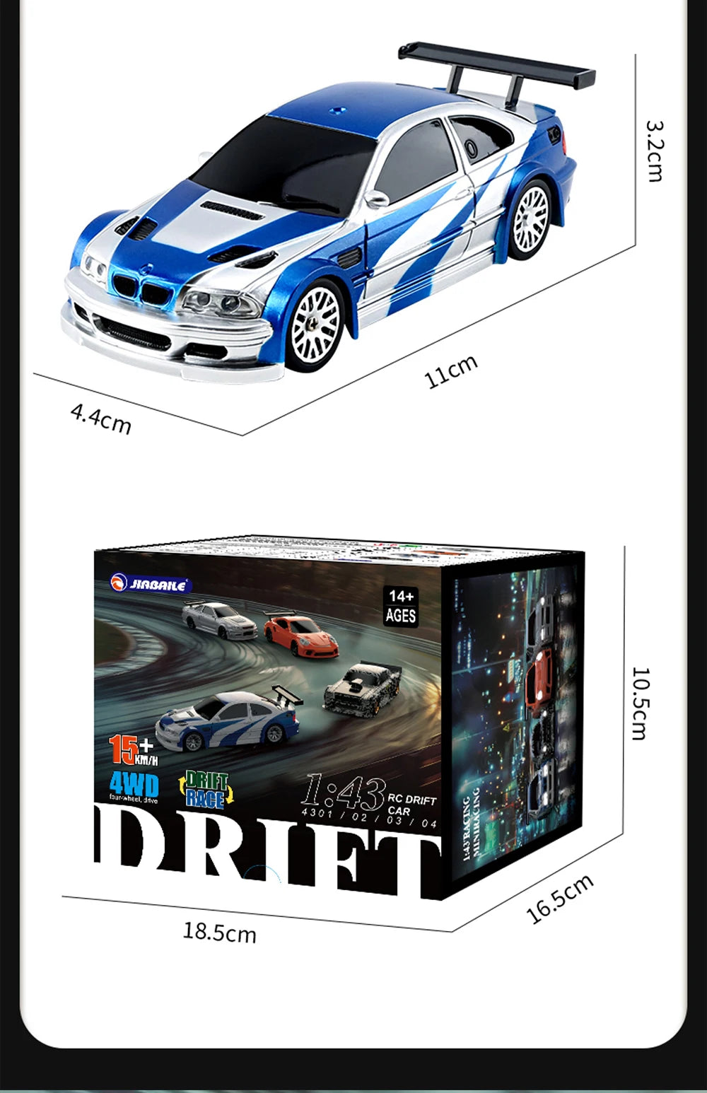 2.4G High speed Drift Rc Car 1/43 4WD Remote Control Car Four Wheel Drive Radio Controlled Mini GTR Racing Model Boy Toy Gift